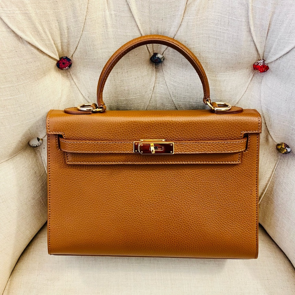 Teddy Blake Eva Bag by Buti Pelleterie. Cognac Brown Leather, 13 inches